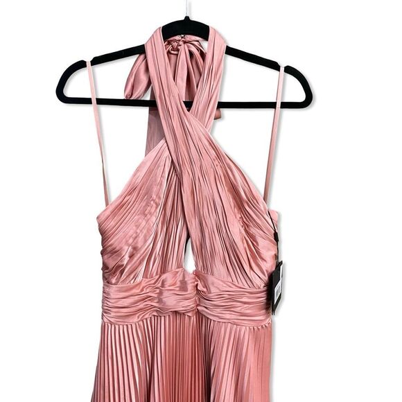 Mac Duggal Pink 11302
Pleated Halter Neck Asymmetrical Hem Gown Maxi Dress 8 - Picture 7 of 13